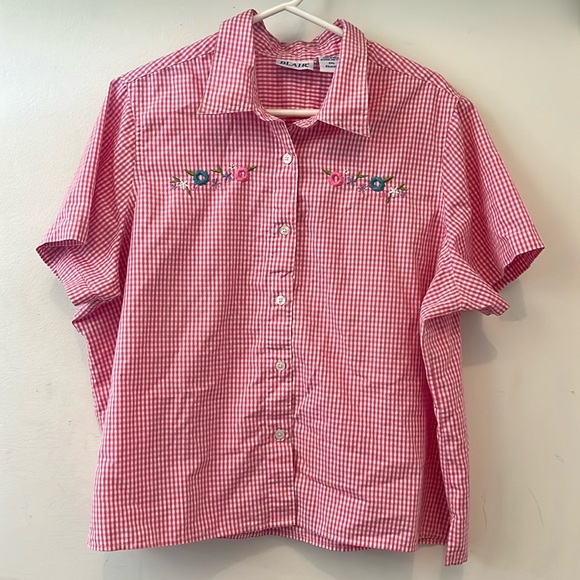 Pink checkered button up shirt - Picture 1 of 5